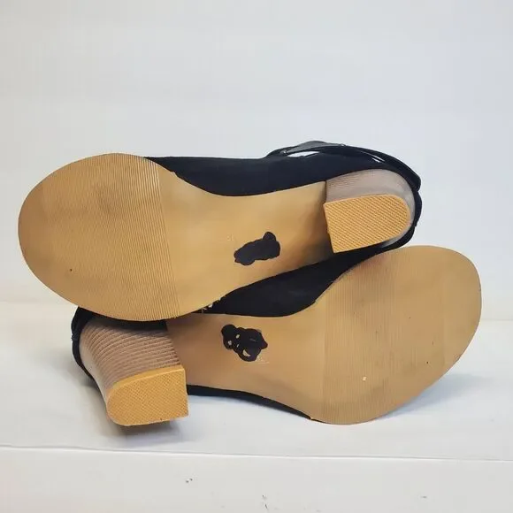 Heli Black Buckle-Strap Bootie Women's Faux Leather Block Heel US 8 - Picture 6 of 6